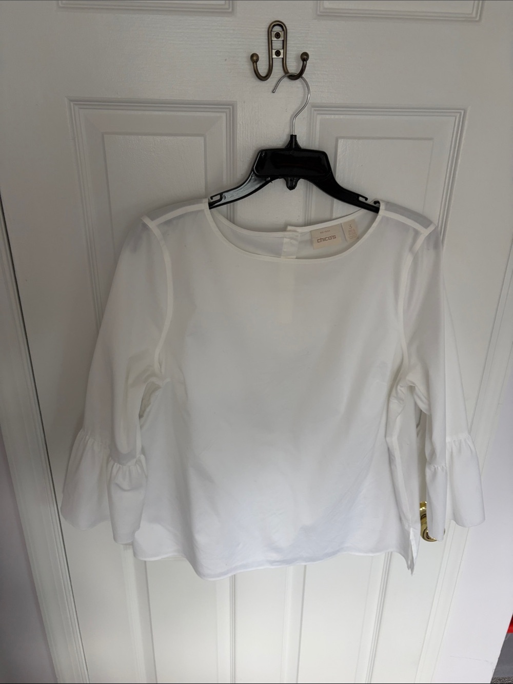 Chico's White Ruffle-Sleeve Blouse